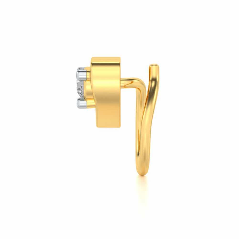 Eyed Silver Nosepin - Yellow Gold - Image 4