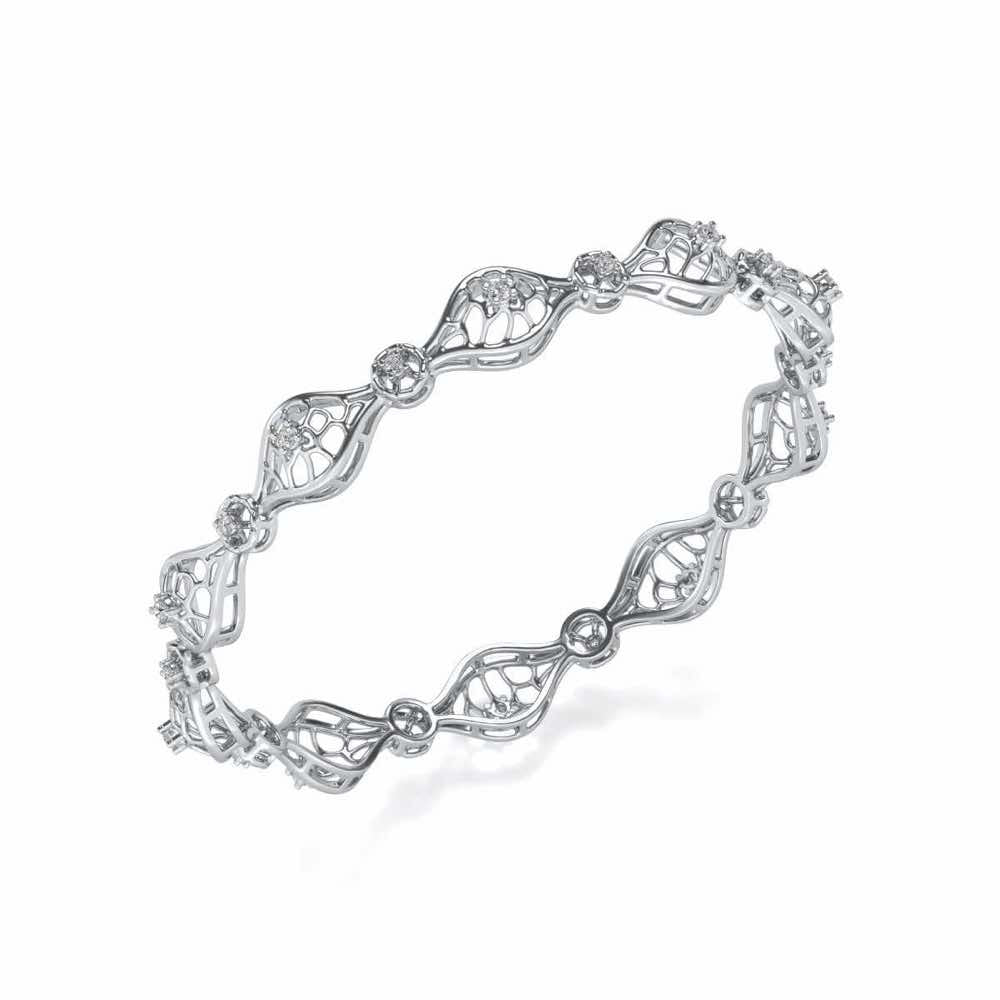 Eyes On Silver Bangles - White Gold - Image 1
