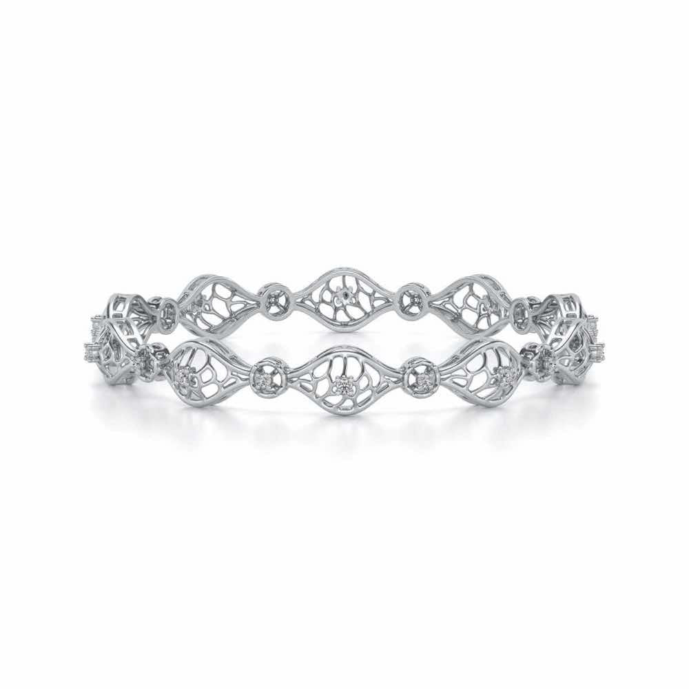 Eyes On Silver Bangles - White Gold - Image 4