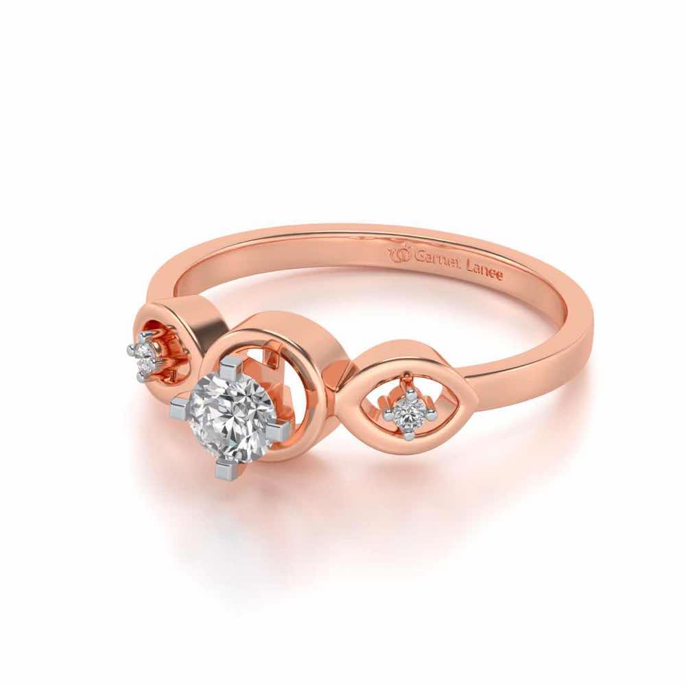 Eyes Speak Solitaire Silver Ring - Rose Gold - Image 2