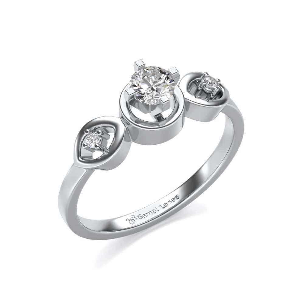 Eyes Speak Solitaire Silver Ring - White Gold - Image 1