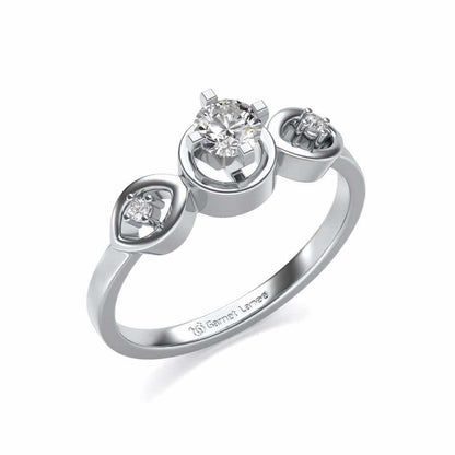 Eyes Speak Solitaire Silver Ring - White Gold - Image 1
