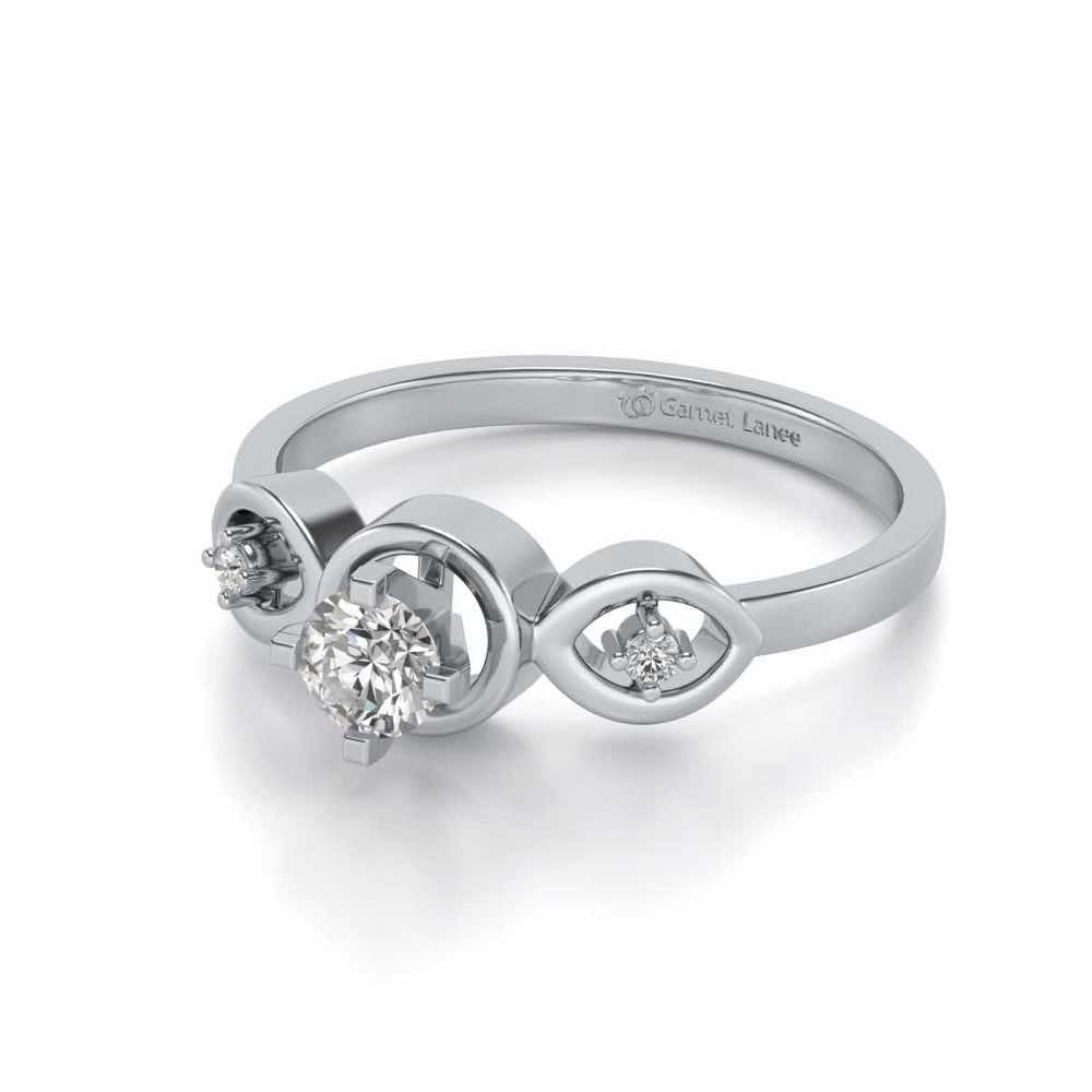 Eyes Speak Solitaire Silver Ring - White Gold - Image 2