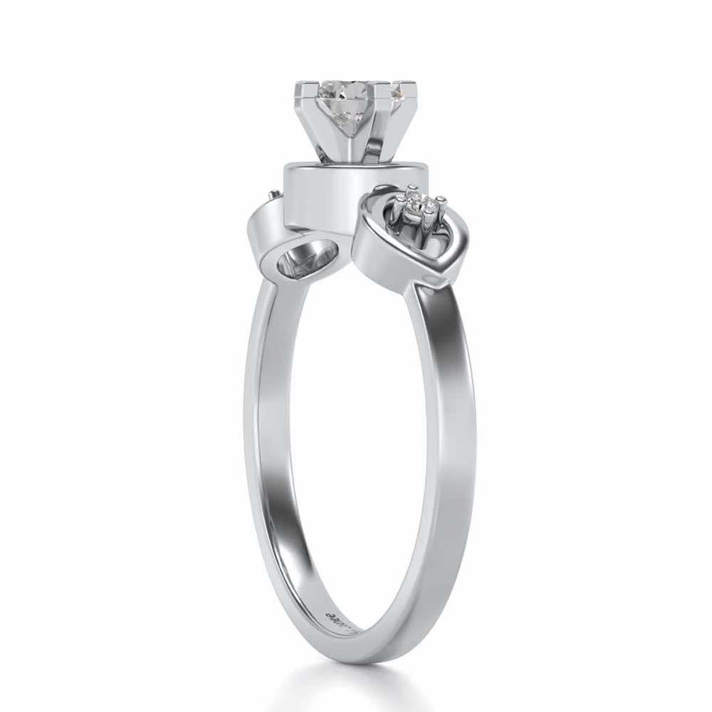 Eyes Speak Solitaire Silver Ring - White Gold - Image 3
