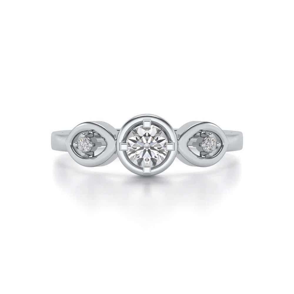 Eyes Speak Solitaire Silver Ring - White Gold - Image 4