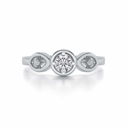 Eyes Speak Solitaire Silver Ring - White Gold - Image 4