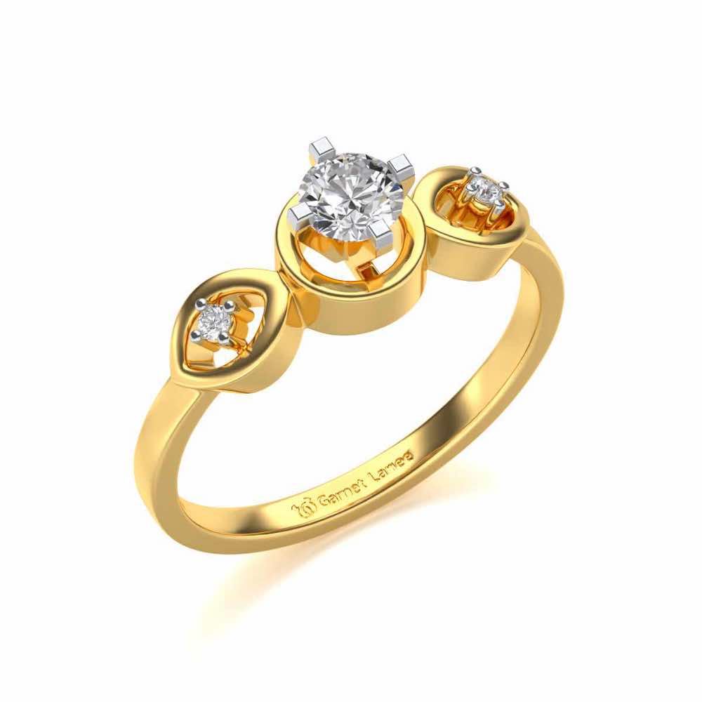 Eyes Speak Solitaire Silver Ring - Yellow Gold - Image 1