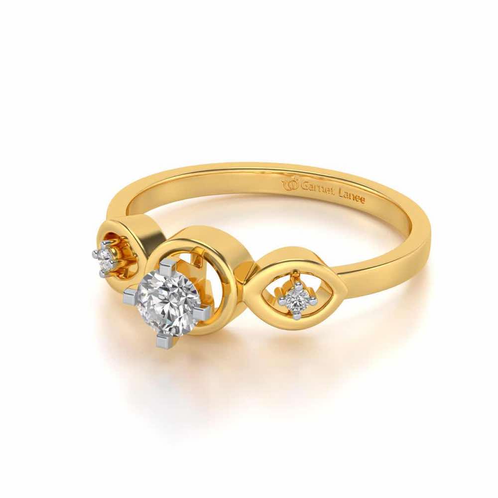Eyes Speak Solitaire Silver Ring - Yellow Gold - Image 2