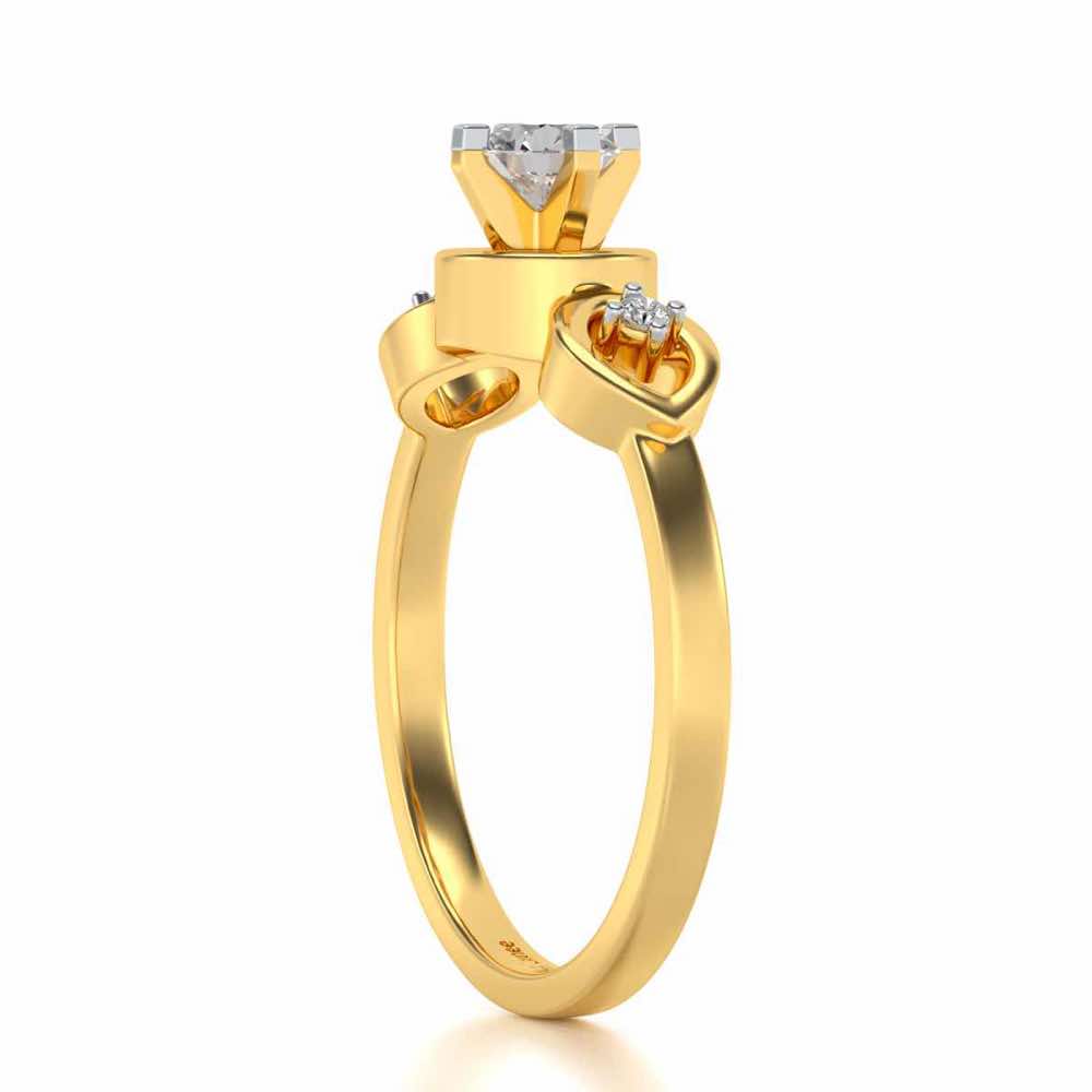 Eyes Speak Solitaire Silver Ring - Yellow Gold - Image 3