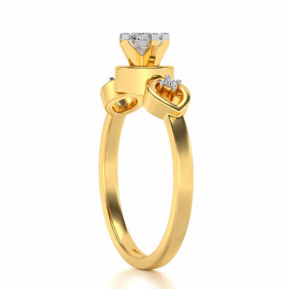 Eyes Speak Solitaire Silver Ring - Yellow Gold - Image 3