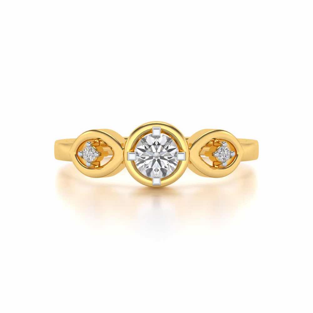 Eyes Speak Solitaire Silver Ring - Yellow Gold - Image 4