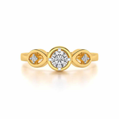Eyes Speak Solitaire Silver Ring - Yellow Gold - Image 4