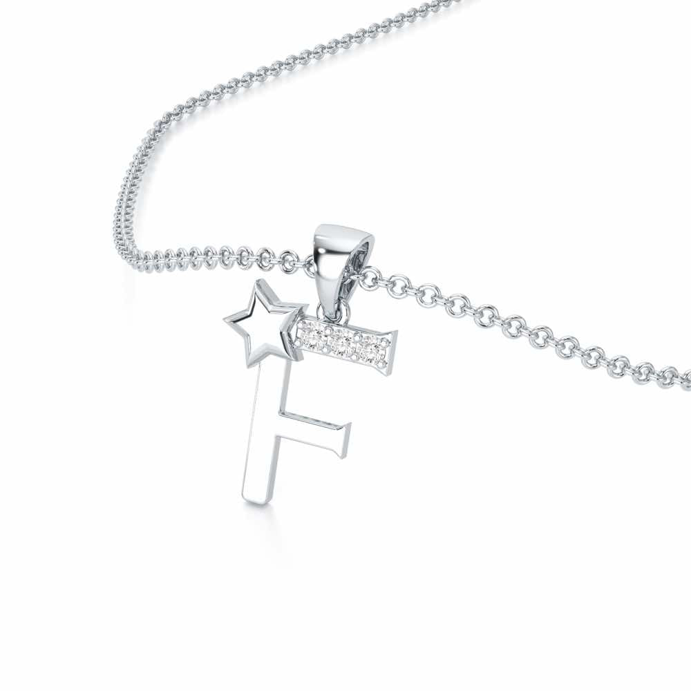 F-Glint Silver Pendant - White Gold - Image 2