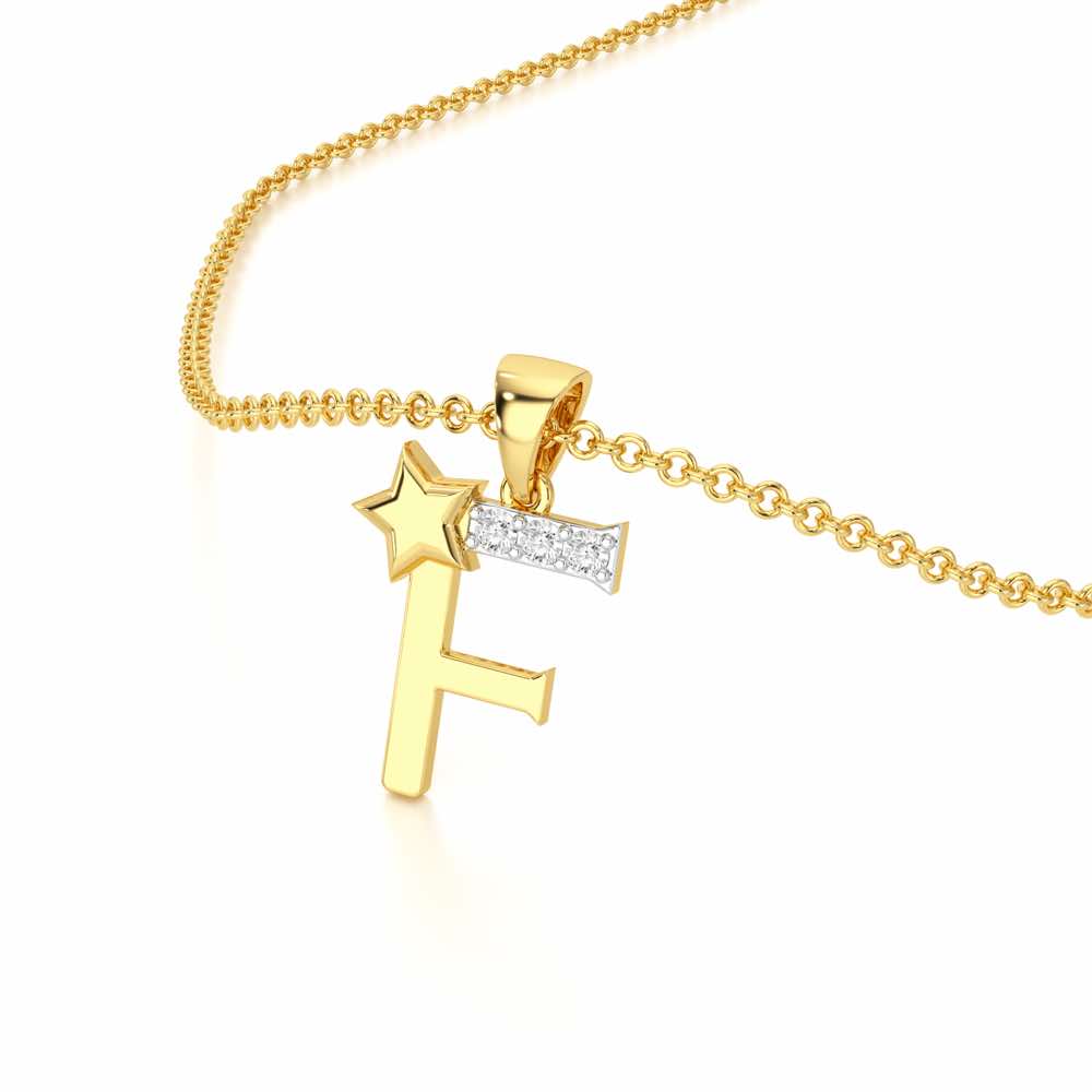 F-Glint Silver Pendant - Yellow Gold - Image 2