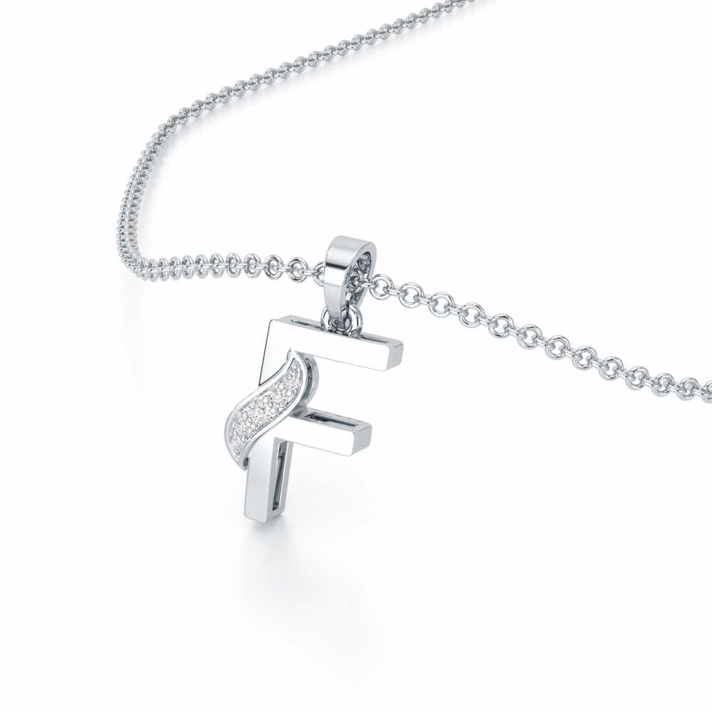 F-Spark Silver Pendant - White Gold - Image 2