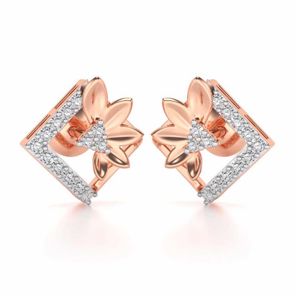 Famed Bloom Silver Studs - Rose Gold - Image 1