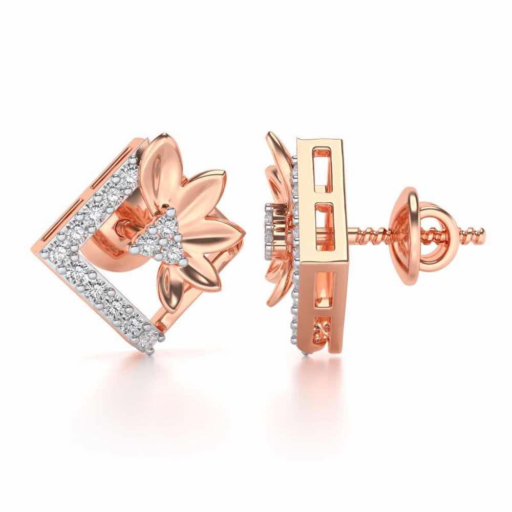 Famed Bloom Silver Studs - Rose Gold - Image 4