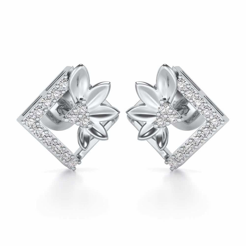 Famed Bloom Silver Studs - White Gold - Image 1