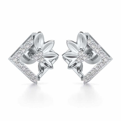 Famed Bloom Silver Studs - White Gold - Image 1