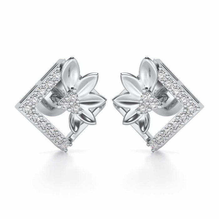 Famed Bloom Silver Studs - White Gold - Image 1