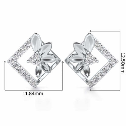 Famed Bloom Silver Studs - White Gold - Image 2