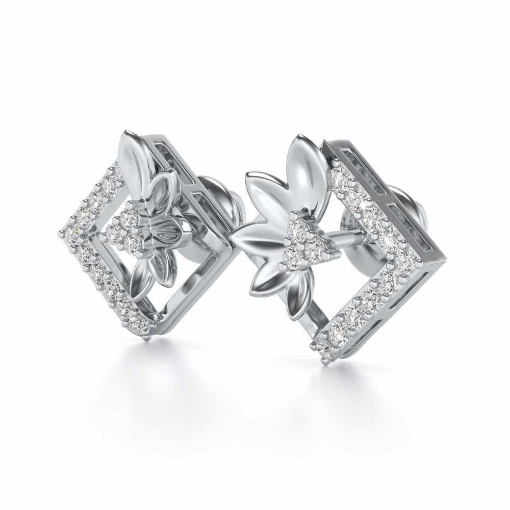 Famed Bloom Silver Studs - White Gold - Image 3
