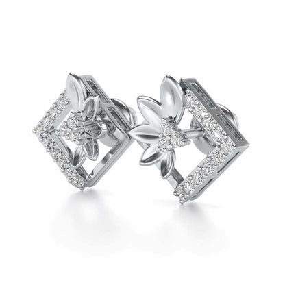 Famed Bloom Silver Studs - White Gold - Image 3
