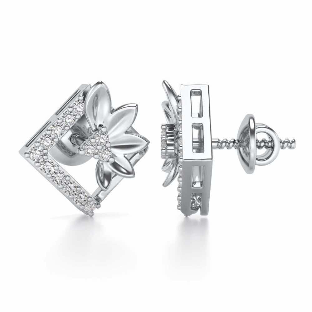 Famed Bloom Silver Studs - White Gold - Image 4