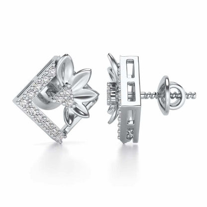 Famed Bloom Silver Studs - White Gold - Image 4