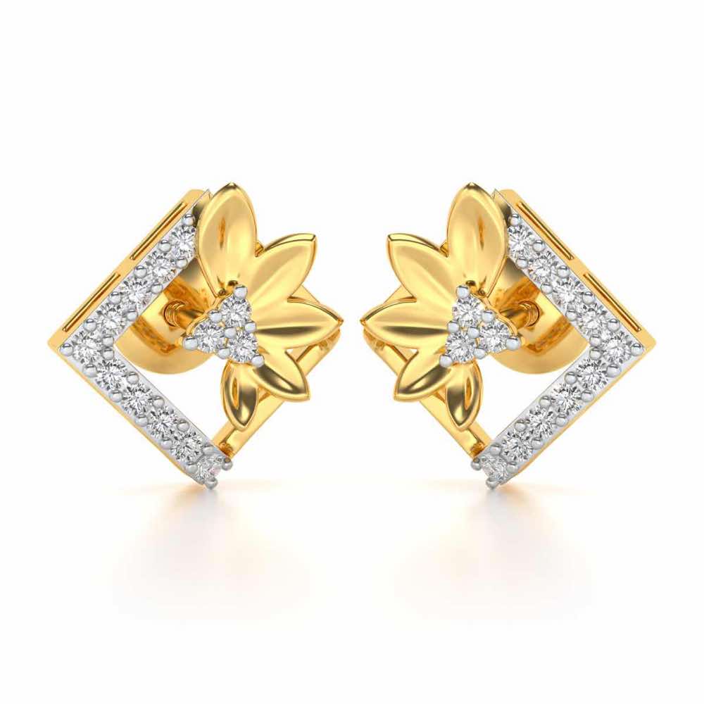 Famed Bloom Silver Studs - Yellow Gold - Image 1