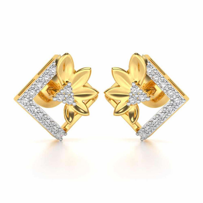 Famed Bloom Silver Studs - Yellow Gold - Image 1