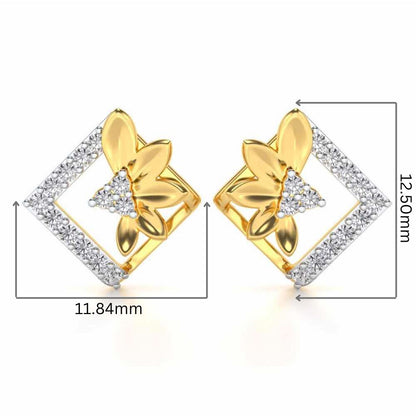 Famed Bloom Silver Studs - Yellow Gold - Image 2