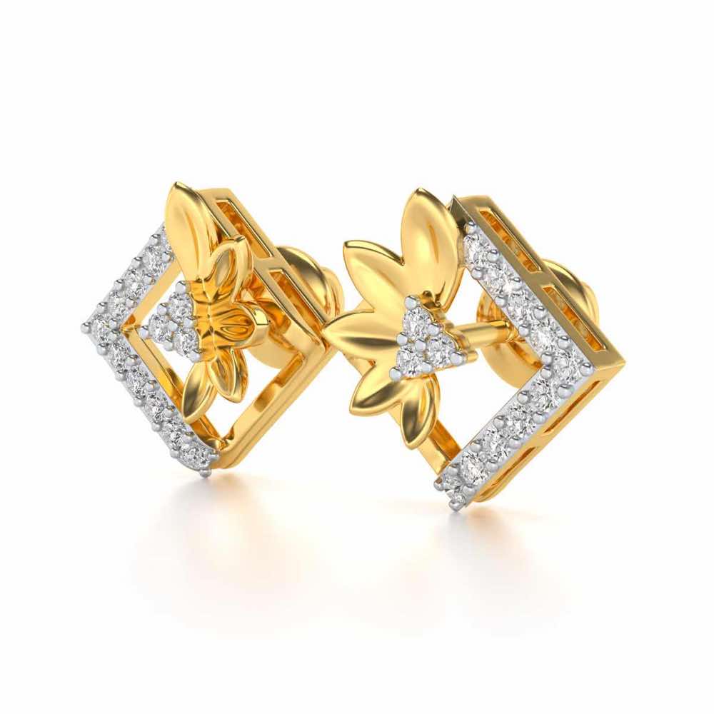 Famed Bloom Silver Studs - Yellow Gold - Image 3