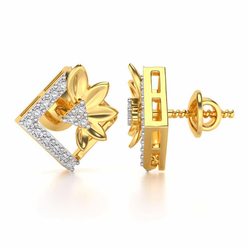 Famed Bloom Silver Studs - Yellow Gold - Image 4
