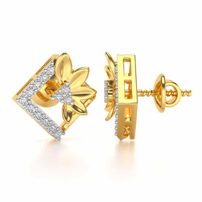 Famed Bloom Silver Studs - Yellow Gold - Image 4