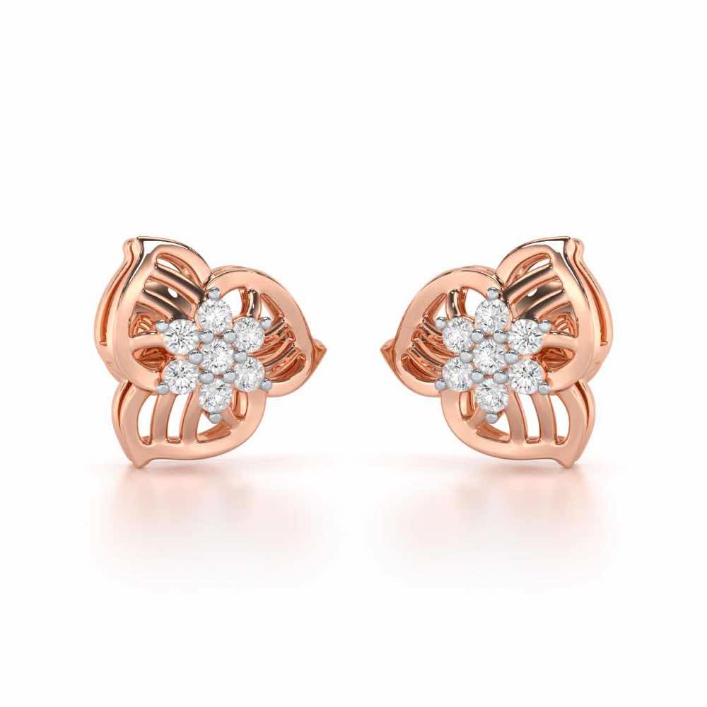 Fan Bloom Silver Earrings - Rose Gold - Image 1