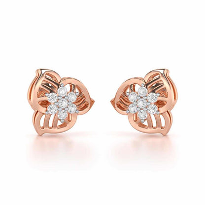 Fan Bloom Silver Earrings - Rose Gold - Image 1