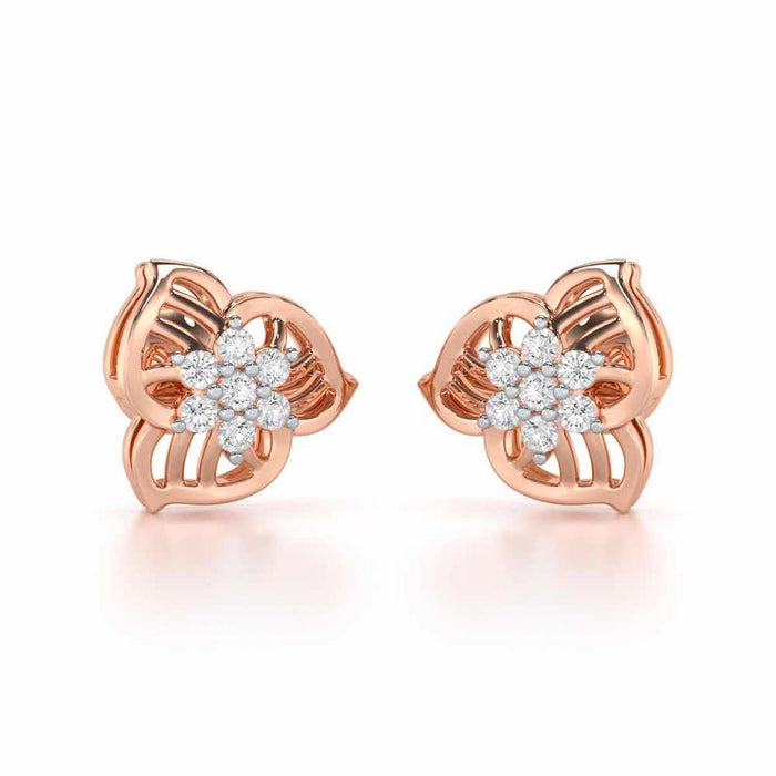 Fan Bloom Silver Earrings - Rose Gold - Image 1