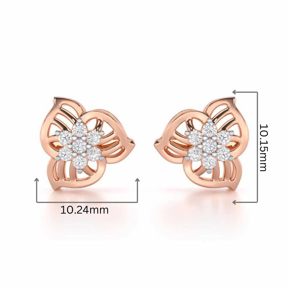 Fan Bloom Silver Earrings - Rose Gold - Image 2