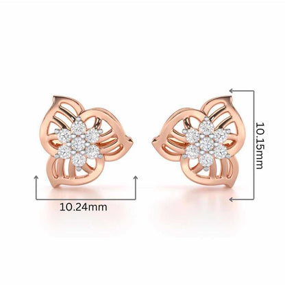 Fan Bloom Silver Earrings - Rose Gold - Image 2