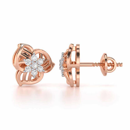 Fan Bloom Silver Earrings - Rose Gold - Image 4