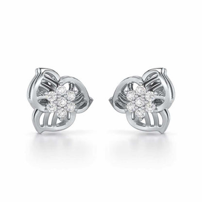 Fan Bloom Silver Earrings - White Gold - Image 1
