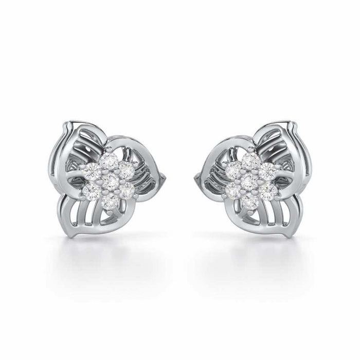 Fan Bloom Silver Earrings - White Gold - Image 1