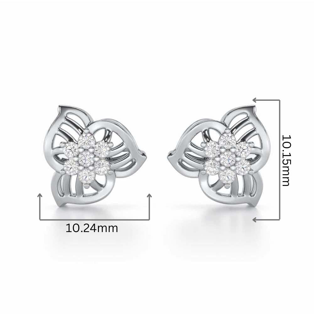 Fan Bloom Silver Earrings - White Gold - Image 2