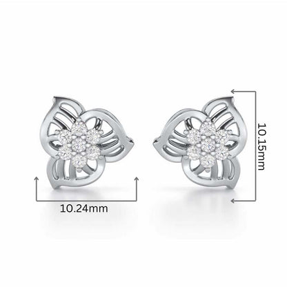 Fan Bloom Silver Earrings - White Gold - Image 2