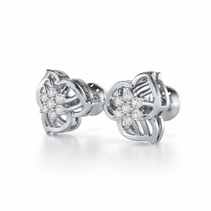 Fan Bloom Silver Earrings - White Gold - Image 3