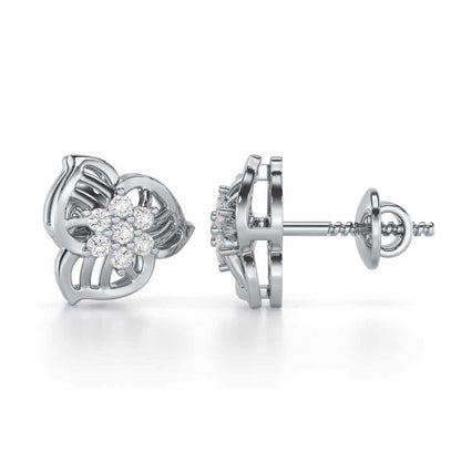 Fan Bloom Silver Earrings - White Gold - Image 4