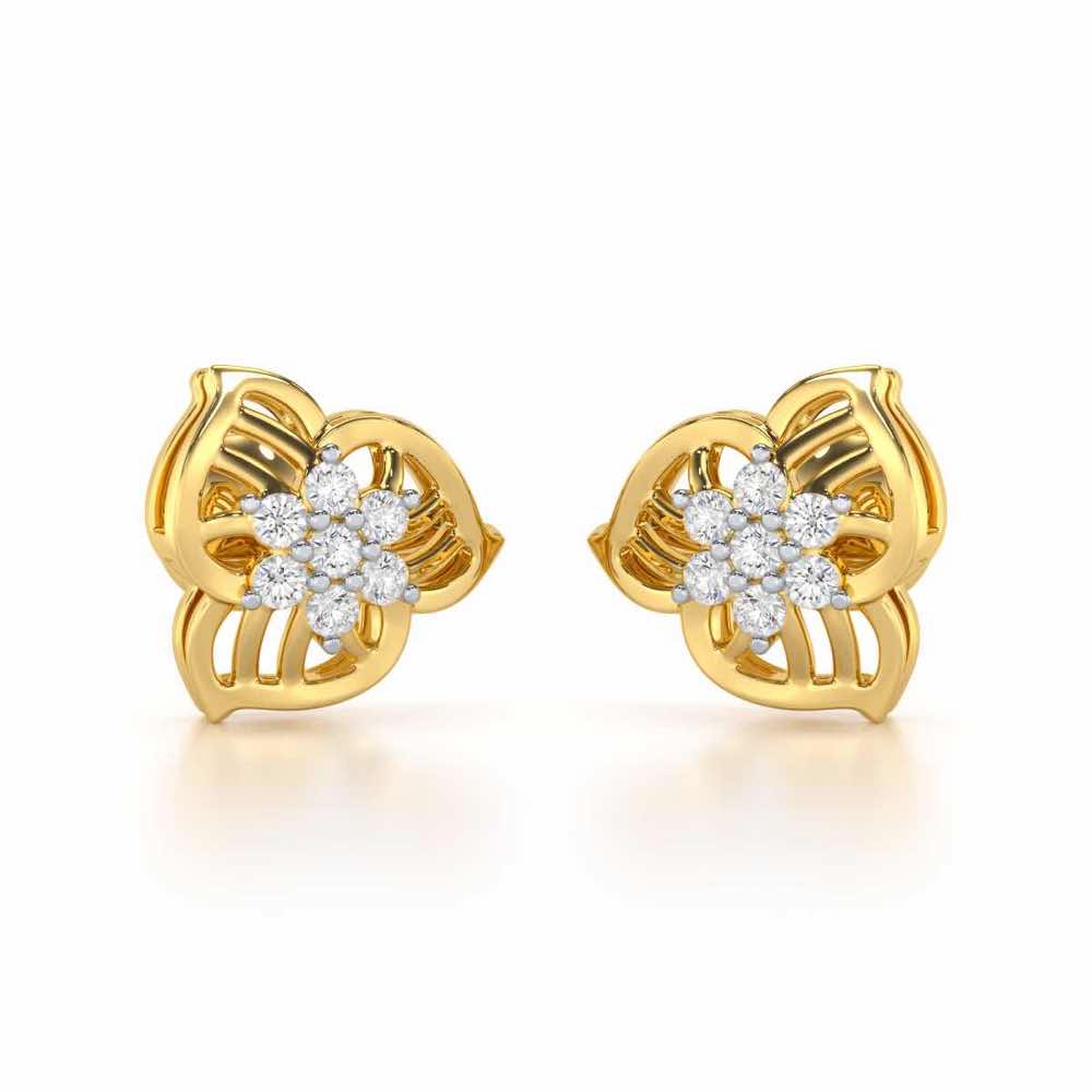 Fan Bloom Silver Earrings - Yellow Gold - Image 1