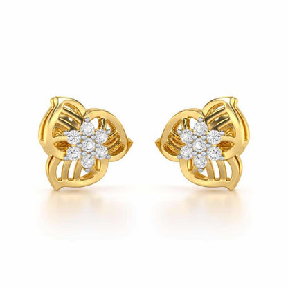 Fan Bloom Silver Earrings - Yellow Gold - Image 1