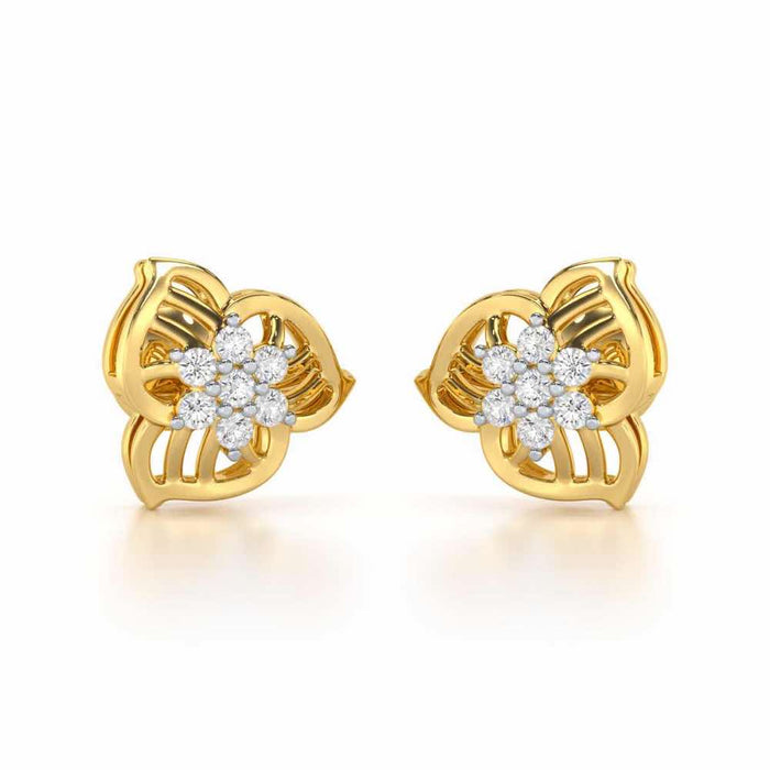 Fan Bloom Silver Earrings - Yellow Gold - Image 1